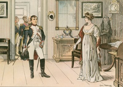 Königin Louise von Preußen (1776-1810) und Napoleon I. (1769-1821) in Tilsit 1807 während der Unterzeichnung des zweiten Vertrags von Tilsit von Carl Rohling